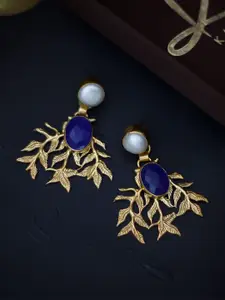 Bellofox Blue & Grey Gold Plated Contemporary Drop Earrings