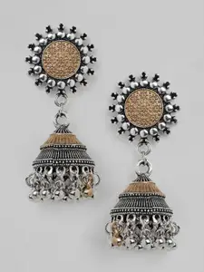 Anouk Woman Sunny-side Oxidized  Silver-Toned Classic Jhumkas Earrings