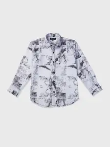 Gini and Jony Boys White & Black Abstract Print Cotton Casual Shirt