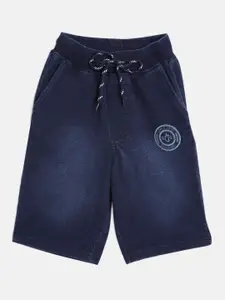Gini and Jony Boys Navy Blue Pure Cotton Washed Denim Finished Regular Shorts