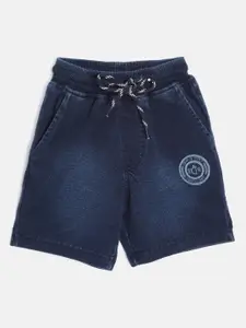Gini and Jony Infant Boys Navy Blue Washed Pure Cotton Regular Shorts