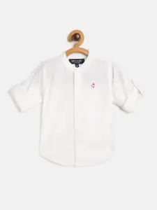 Gini and Jony Infant Boys White Solid Cotton Casual Shirt