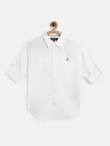 Gini and Jony Boys White Solid Cotton Casual Shirt