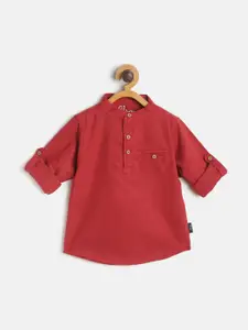Gini and Jony Infant Boys Red Solid Pure Cotton Casual Shirt