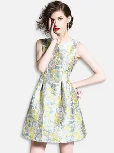 JC Collection Green & Yellow Floral Mini Dress