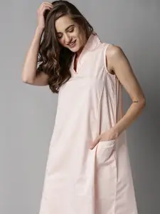 RAREISM Pink Solid A-Line Dress