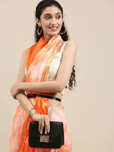 Geroo Jaipur Orange & White Tie and Dye Art Silk Kota Saree
