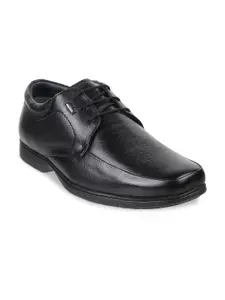 Metro Men Black Textured Regular Leather Derbys Shoe