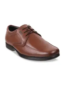 Metro Men Tan-Brown Solid Leather Formal Derbys