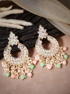 Rubans Gold-Plated & Pink Kundan Classic Chandbalis Earrings