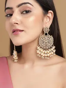 Rubans Gold-Plated Long AD Classic Chandbalis Earrings