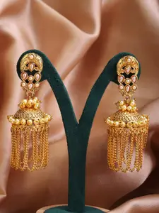 Rubans Gold-Plated Contemporary Jhumkas Earrings