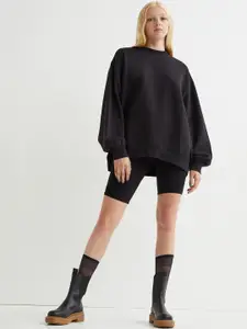 H&M Women Black Solid Sweatshirt