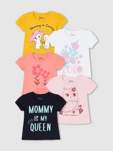 max Girls Pack of 5 Graphic Printed T-shirts