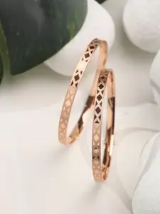 Priyaasi Set Of 2 Rose Gold-Plated Handcrafted Bangles