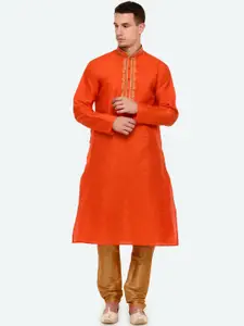 RG DESIGNERS Men Orange Empire Kurta with Pyjamas