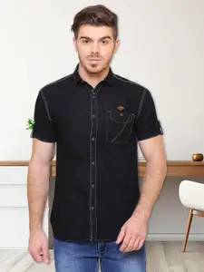 Kuons Avenue Men Black Smart Slim Fit Opaque Casual Shirt