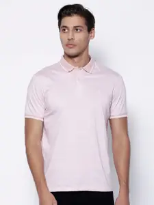 Blackberrys Men Pink Polo Collar Slim Fit Cotton Pure Cotton T-shirt
