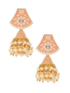 OOMPH Pink Enameled Jhumkas Earrings