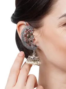 Binnis Wardrobe Silver-Toned Contemporary Jhumkas Earrings