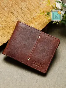 Teakwood Leathers Men Brown Leather RFID Two Fold Wallet