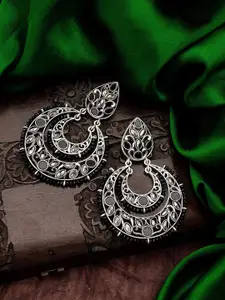 aadita Silver-Toned Classic Chandbalis Earrings