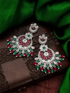 aadita Silver-Toned Classic Chandbalis Earrings
