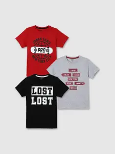 max Pack of 3 Boys Typography Printed T-shirt