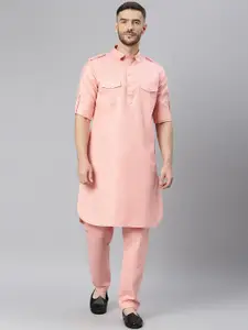 Hangup Men Peach-Coloured Regular Kurti with Pyjamas