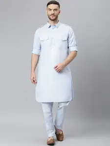 Hangup Men Blue Regular Kurta with Pyjamas
