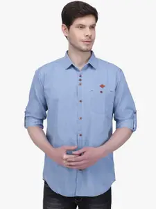 Kuons Avenue Men Blue Smart Slim Fit Opaque Casual Shirt