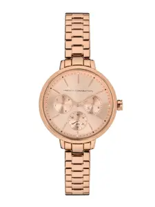 French Connection Women Rose Gold-Toned Dial & Bracelet Style Straps Watch FC134RGM-A