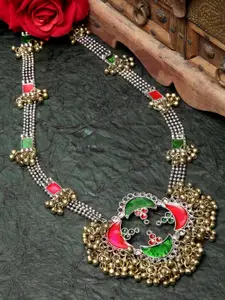 Moedbuille Gold-Toned & Red Brass Gold-Plated Meenakari Necklace