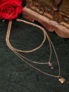 Moedbuille Women Rose Gold Layered Contemporary Necklace