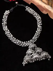 Moedbuille Silver-Toned Brass Silver-Plated Oxidised Necklace