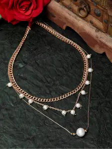 Moedbuille Rose Gold-Plated & White Brass Layered Necklace