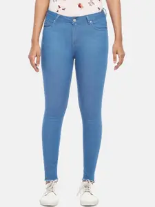 People Women Blue Tapered Fit Stretchable Jeans