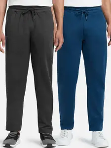XYXX Men Grey & Blue Pack of 2 Cotton Rich Solid Track Pants