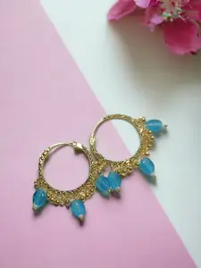 AccessHer Gold-Plated & Blue Circular Hoop Earrings