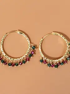 AccessHer Gold-Plated & Red Circular Hoop Earrings