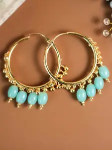 AccessHer Gold-Plated Blue Circular Hoop Earrings