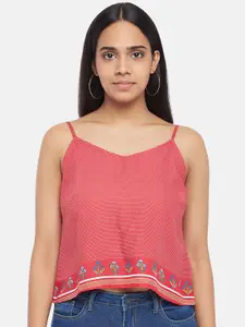 People Women Pink Printed Sleeveless Top