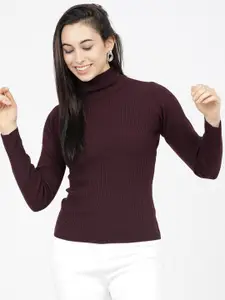 Basics By Tokyo Talkies Women Purple Pullover