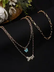 Celena Cole Set of 2 Gold-Toned & Blue Gold-Plated Necklaces