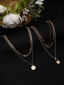 Celena Cole Set of 2 Gold-Toned Gold-Plated Layered Necklaces