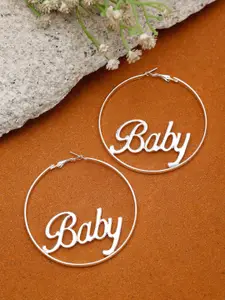 Celena Cole Silver-Plated Contemporary Hoop Earrings