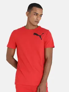 Puma Solid High Risk Red Logo Slim Fit T-Shirt