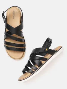 Nautica Men Black Solid Comfort Sandals