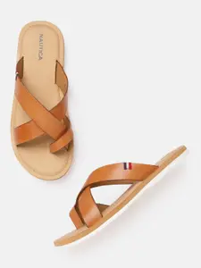 Nautica Men Tan Brown Solid Comfort Sandals