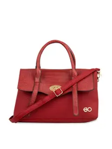 E2O Red Croc Textured Structured Handbags